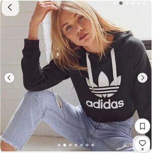 Adidas Black and White Cropped Hoodie